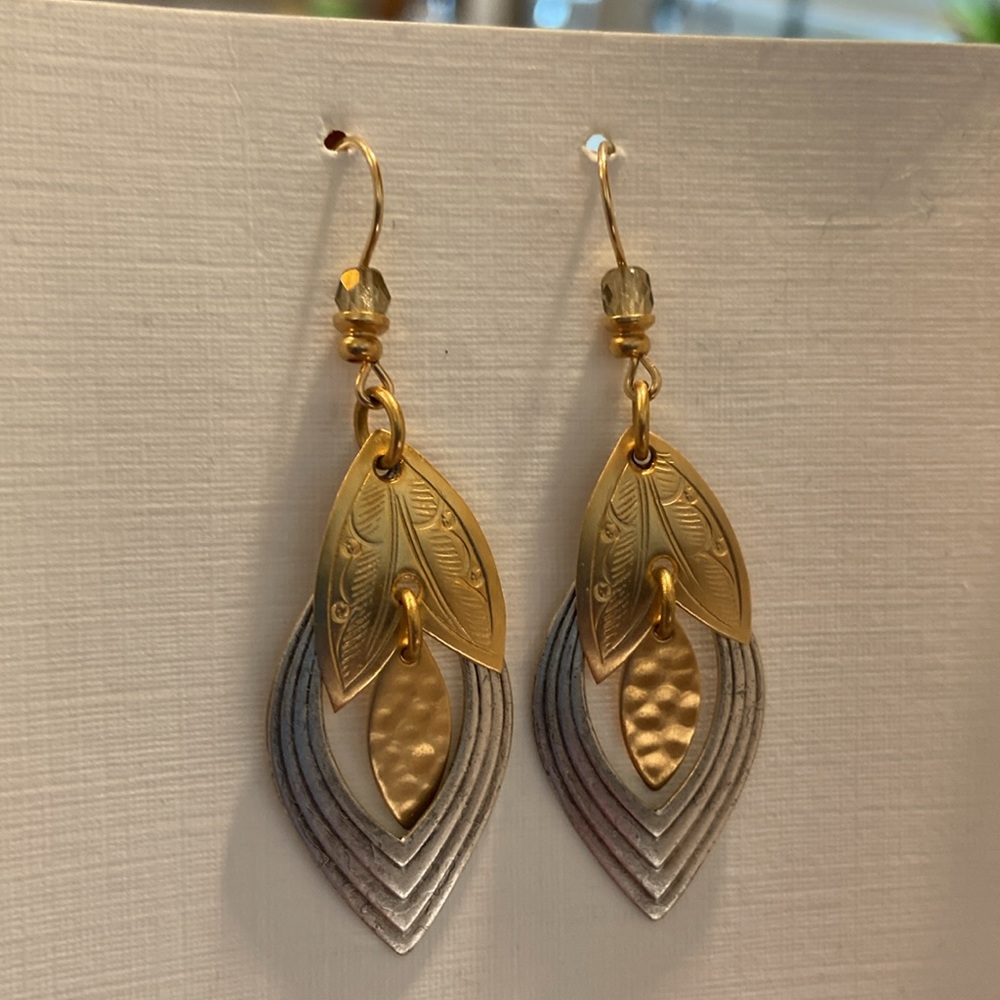 USA hand crafted mixed metal earrings - approx 2 1/4”